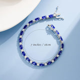 Pulsera de plata de ley con zafiro azul talla fancy corte tenis "Glamour Radiance" piedra de nacimiento de septiembre
