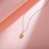 Collar de plata de ley FANCIME "Princess Dream" con gema cuadrada citrino amarillo de noviembre