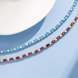 Pulsera de plata de ley con rubí talla fancy corte tenis "Glamour Radiance" piedra de nacimiento de julio