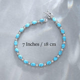Pulsera de plata de ley con turquesa azul talla fancy corte tenis "Glamour Radiance"