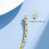 Pulsera de plata de ley con citrino amarillo talla fancy corte tenis "Glamour Radiance" piedra de nacimiento de noviembre