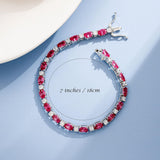 Pulsera de plata de ley con rubí talla fancy corte tenis "Glamour Radiance" piedra de nacimiento de julio
