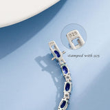 Pulsera de plata de ley con zafiro azul talla fancy corte tenis "Glamour Radiance" piedra de nacimiento de septiembre
