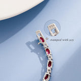 Pulsera de plata de ley con granate talla fancy corte tenis "Glamour Radiance" piedra de nacimiento de enero