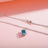 Collar de plata de ley FANCIME "Princess Dream" con gema cuadrada aguamarina de marzo
