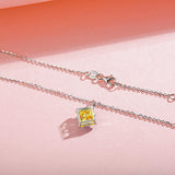 Collar de plata de ley FANCIME "Princess Dream" con gema cuadrada citrino amarillo de noviembre