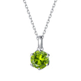 Collar con colgante de piedra de nacimiento peridoto en oro blanco macizo de 14K y cadena de plata de ley FANCIME "Flor Eterna"