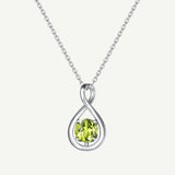 "Abrazo Infinito" Collar con colgante de símbolo de infinito en plata de ley con peridoto, piedra de nacimiento de agosto - Plata