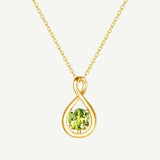 "Abrazo Infinito" Collar con colgante de símbolo de infinito en plata de ley con peridoto, piedra de nacimiento de agosto - Oro