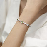 Pulseras de tenis de plata de ley con peridoto, piedra de nacimiento de agosto "Brillo Cuadrado" FANCIME