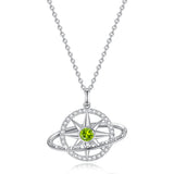 FANCIME Collar de plata de ley con piedra de nacimiento peridoto de agosto "Promesa estelar"