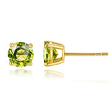 Pendientes de botón con piedra preciosa de forma redonda en oro amarillo macizo de 14k FANCIME