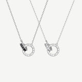 Collar de plata de ley para parejas con círculos entrelazados "Tiempo Romano" de FANCIME