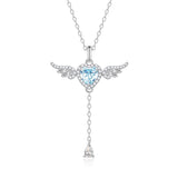 Collar de plata de ley con aguamarina, piedra de nacimiento de marzo "Amor de Ángel" FANCIME