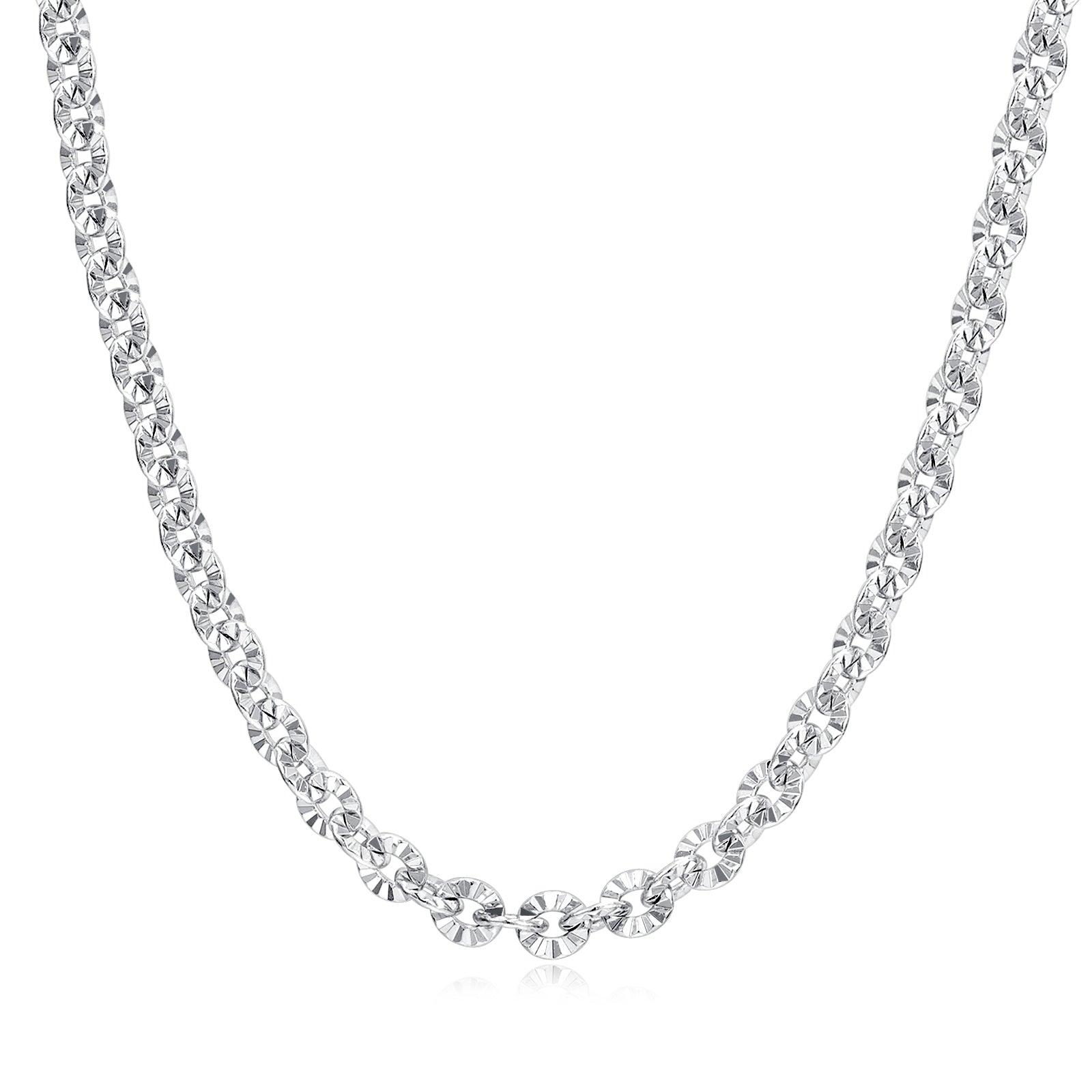 FANCIME Collar de cadena clásica de plata de ley con eslabones florales "Gracia iluminada por el sol"