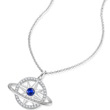 FANCIME Collar de plata de ley con piedra de nacimiento zafiro de septiembre "Promesa estelar"