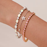 Pulsera de tenis de piedra rosa de plata de ley "Pink Romance"