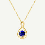 Collar con colgante de plata esterlina símbolo infinito "Abrazo infinito" con zafiro piedra de nacimiento de septiembre - Oro