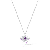 FANCIME "Soluna Nexus" Collar de plata de ley con amatista, piedra de nacimiento de febrero