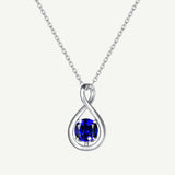 Collar con colgante de plata esterlina símbolo infinito "Abrazo infinito" con zafiro piedra de nacimiento de septiembre - Plata