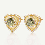 Trinity Textured Silver Earrings in Created Peridot