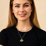 FANCIME Collar de plata de ley con piedra de nacimiento zafiro de septiembre "Promesa estelar"