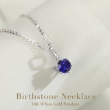 Collar con colgante de piedra de nacimiento zafiro de septiembre en oro blanco macizo de 14K y cadena de plata de ley FANCIME "Flor Eterna"
