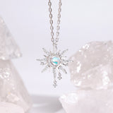 FANCIME "Soluna Nexus" Collar de plata de ley con piedra lunar, piedra de nacimiento de junio