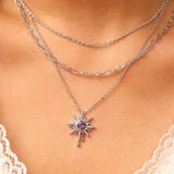 FANCIME "Soluna Nexus" Collar de plata de ley con amatista, piedra de nacimiento de febrero