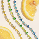 FANCIME Pulsera de tenis de plata de ley con peridoto piedra de nacimiento de agosto "Amanecer"