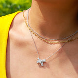 Collar de plata de ley FANCIME "Honey Doll" con lazo y CZ blanca