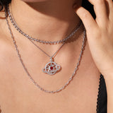 FANCIME Collar de plata de ley con piedra de nacimiento rubí de julio "Promesa estelar"