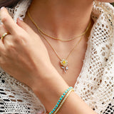 FANCIME "My Sunshine" Collar giratorio de plata de ley con girasol y citrino, piedra de nacimiento