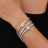 Pulsera de tenis de plata de ley con corte en forma de corazón "Axis" de FANCIME