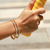 Pulsera de plata de ley con citrino amarillo talla fancy corte tenis "Glamour Radiance" piedra de nacimiento de noviembre