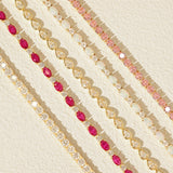 Pulsera de plata de ley con rubí talla fancy corte tenis "Glamour Radiance" piedra de nacimiento de julio