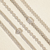Pulsera de tenis de plata de ley con corte en forma de corazón "Axis" de FANCIME