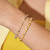 FANCIME Pulsera de tenis de plata de ley con citrino piedra de nacimiento de noviembre "Amanecer"