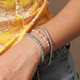 Pulsera de tenis FANCIME "Eternal Elegance" con piedra de nacimiento de diciembre Turquesa de plata esterlina Cadena bolo clásica