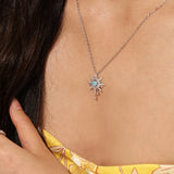 FANCIME "Soluna Nexus" Collar de plata de ley con turquesa, piedra de nacimiento de diciembre