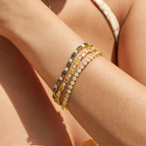 Pulsera de plata de ley con peridoto talla fancy corte tenis "Glamour Radiance" piedra de nacimiento de agosto