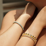 Pulsera de tenis FANCIME "Eternal Elegance" con piedra de nacimiento de diciembre Turquesa de plata esterlina Cadena bolo clásica