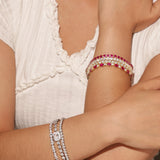 Pulsera de tenis clásica de plata de ley con engaste de bisel ajustable "Orbit" de FANCIME