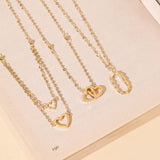 Collar FANCIME "Double Love" Dos Capas Corazón de oro amarillo macizo 14K