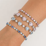FANCIME Pulsera de tenis de plata de ley con topacio piedra de nacimiento de diciembre "Amanecer"