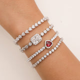 Pulsera de tenis de plata de ley con corte radiante "Axis" de FANCIME