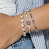 FANCIME Pulsera de tenis de plata de ley con amatista piedra de nacimiento de febrero "Amanecer"