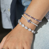 FANCIME Pulsera de tenis de plata de ley con amatista piedra de nacimiento de febrero "Amanecer"