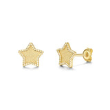 Pendientes de botón en forma de estrella de oro amarillo 14K FANCIME