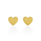 Pendientes de botón en forma de corazón de oro amarillo 14K FANCIME